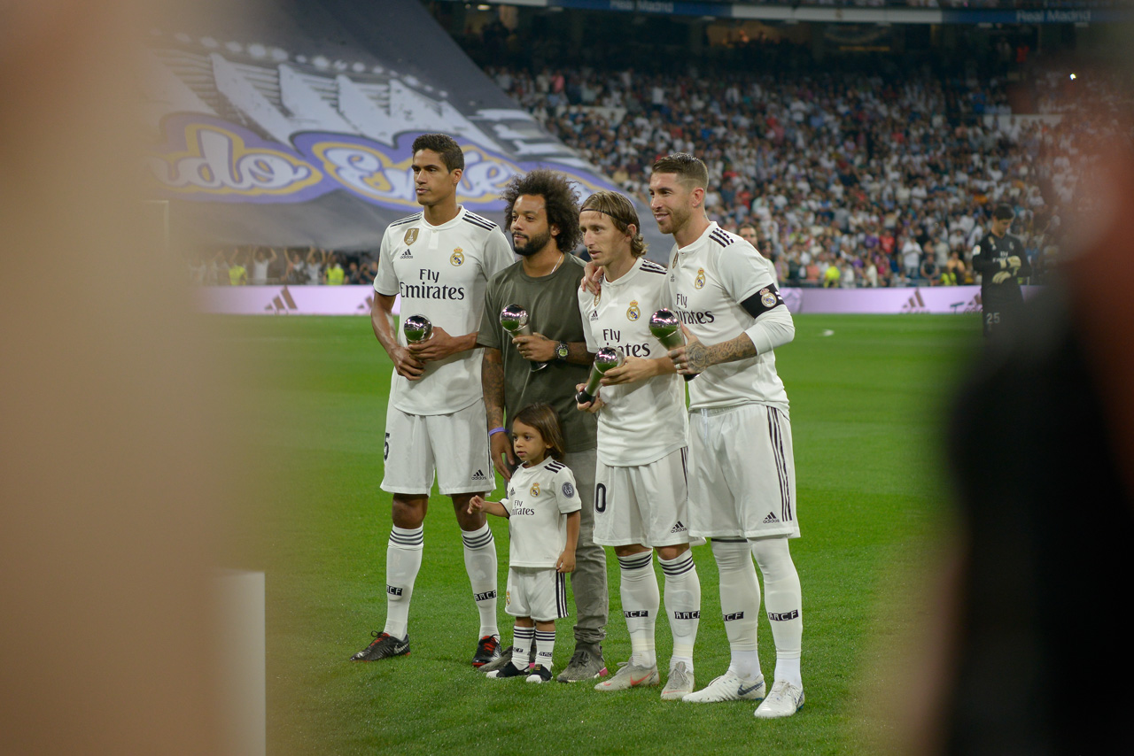 Raphael Varane, Marcelo, Luka Modric y Sergio Ramos