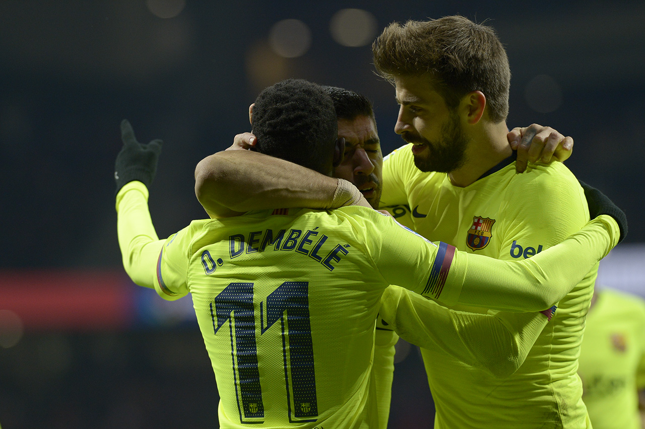 Dembélé, Luis Suárez y Gerard Piqué