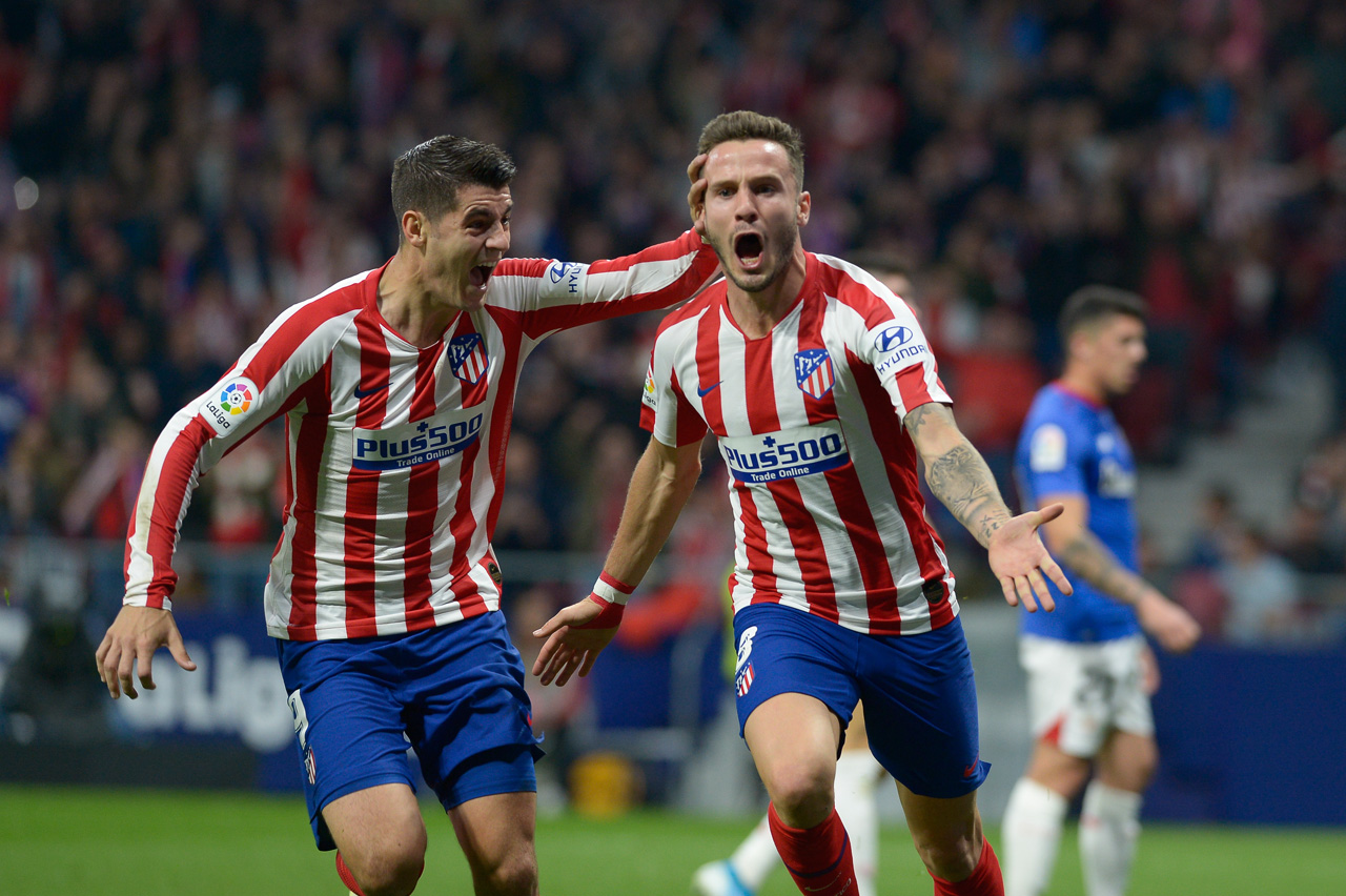 Saúl y Morata celebra el gol