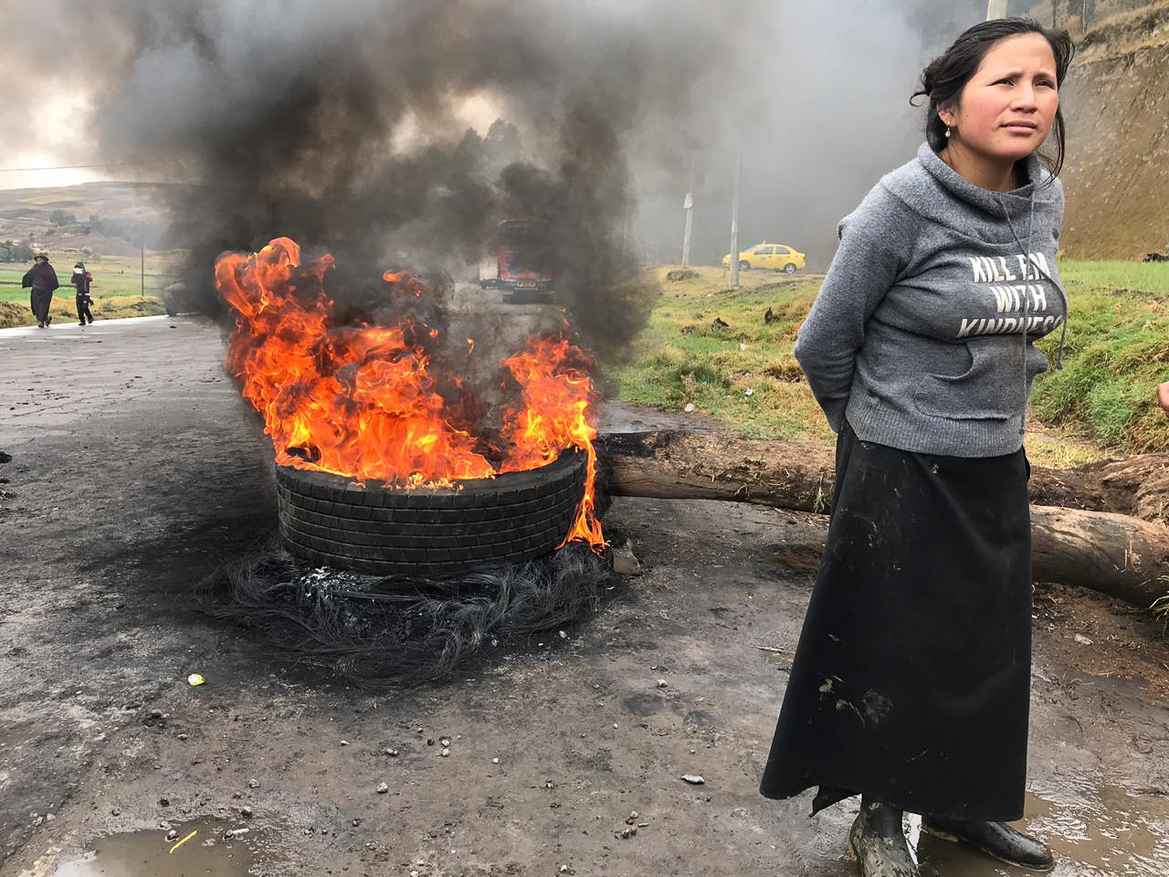 Fotografías tomadas en Columbe, provincia de Chimborazo por protestas contra Lenin Moreno.