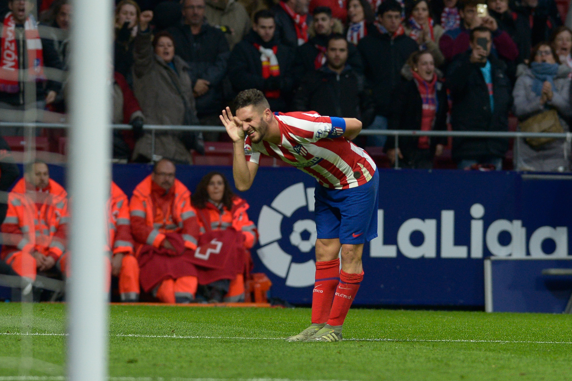 Koke festeja su gol frente al Espanyol.