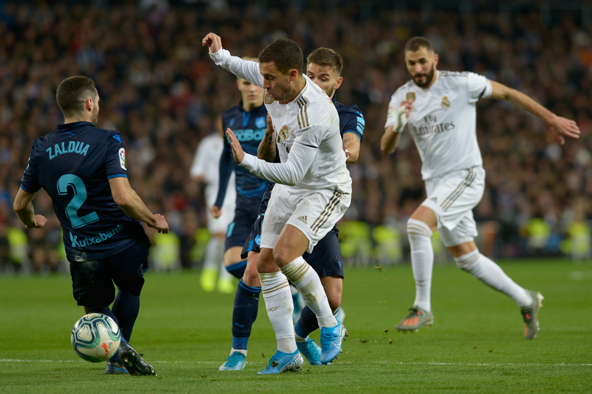 Hazard durante el partido Real Madrid vs Real Sociedad.