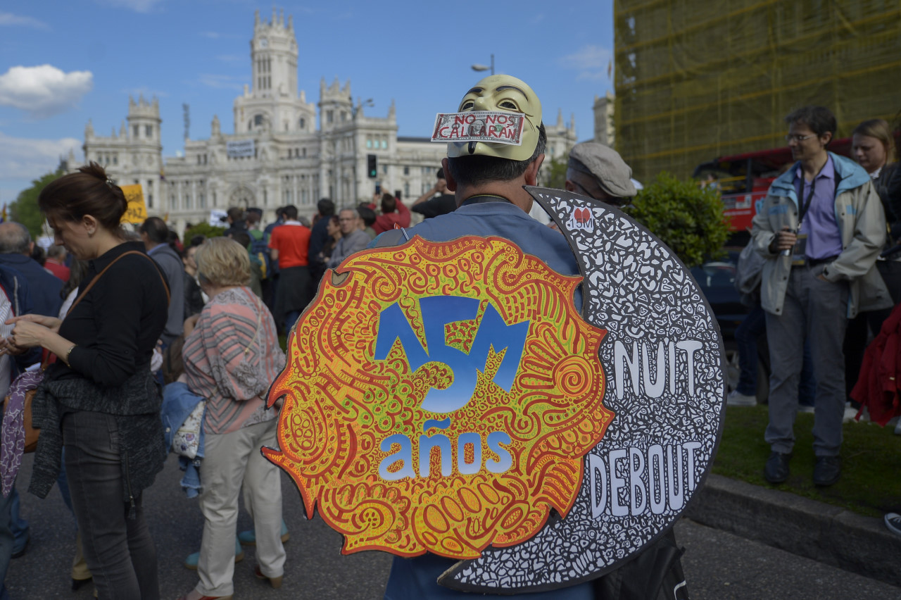 Madrid celebrar el Quinto año del movimiento de los Indignado y el 15M.