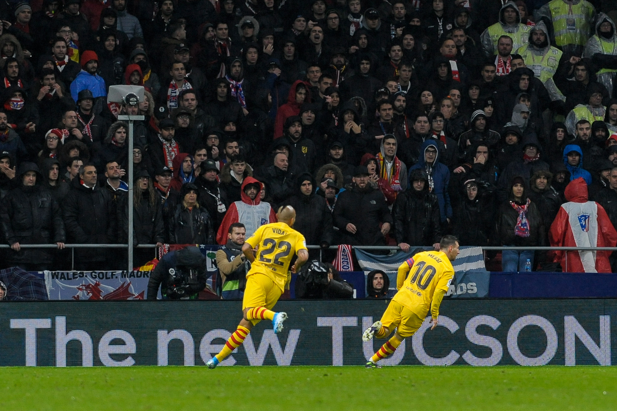 Lionel Messi celebra el gol durante el partido contra el Atlético de Madrid.