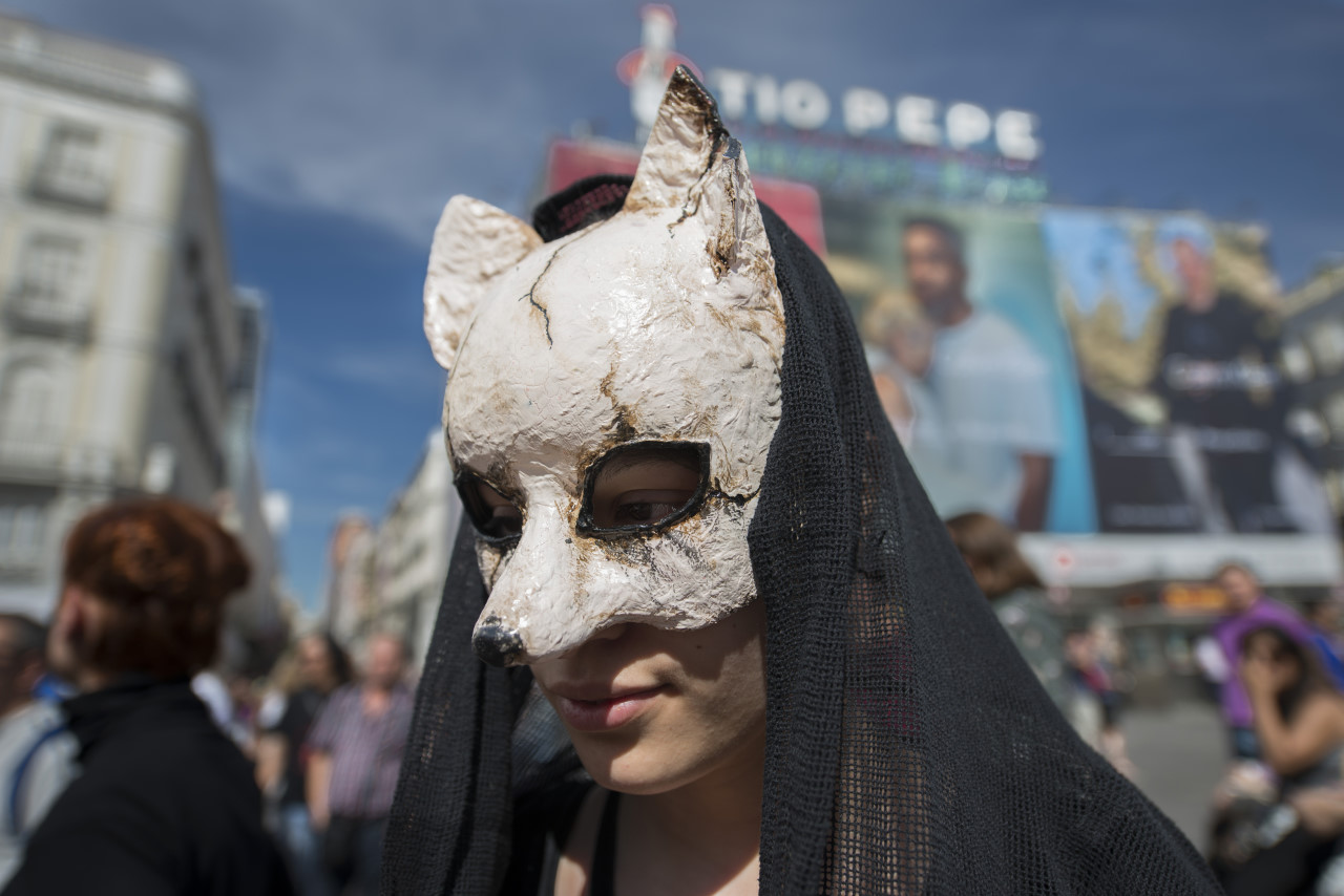 Activistas animalista protestan por el derecho de los animales.