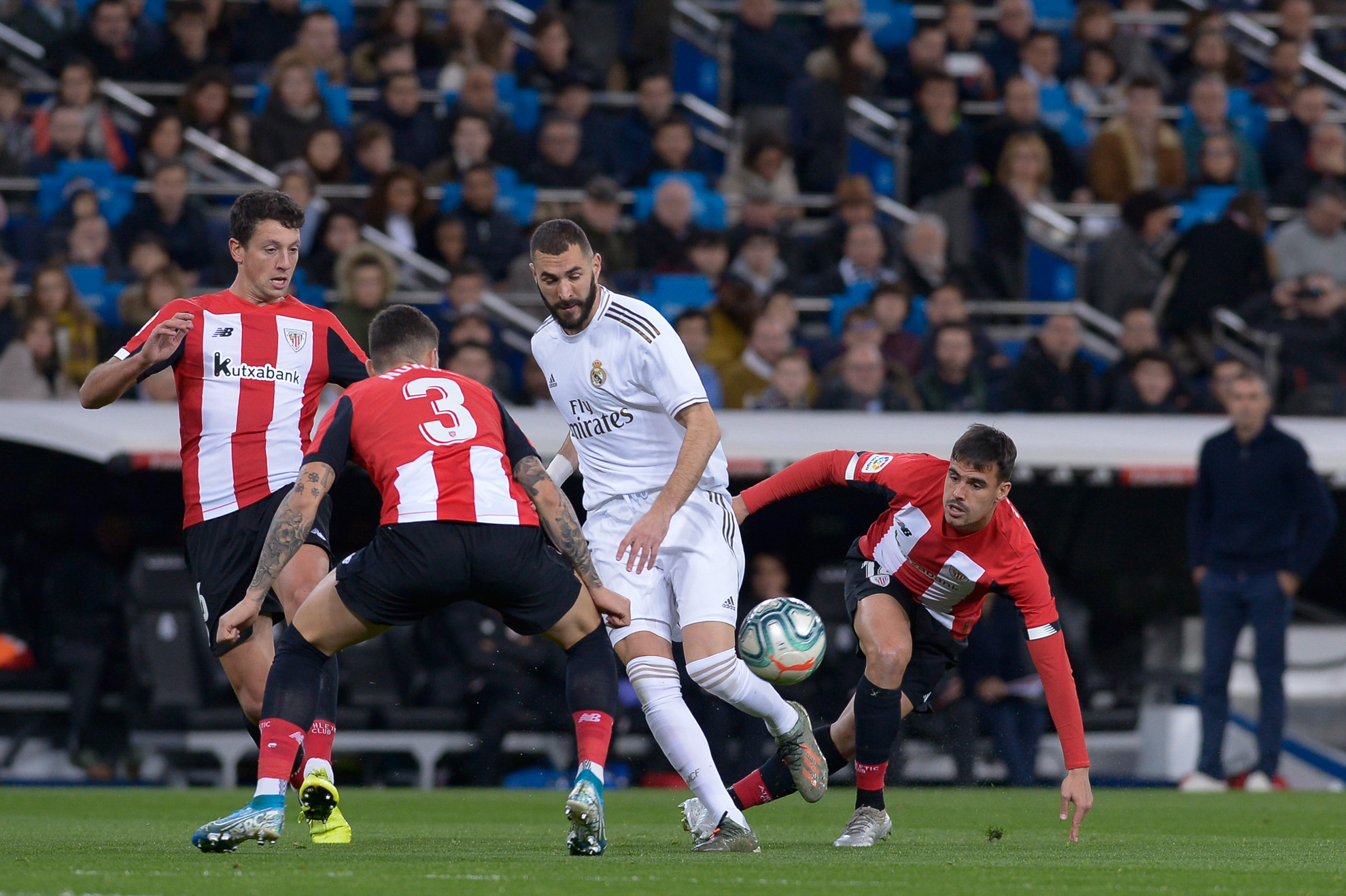 Karim Benzema durante el partido Real Madrid vs Athletic Club que terminó 0 a 0.