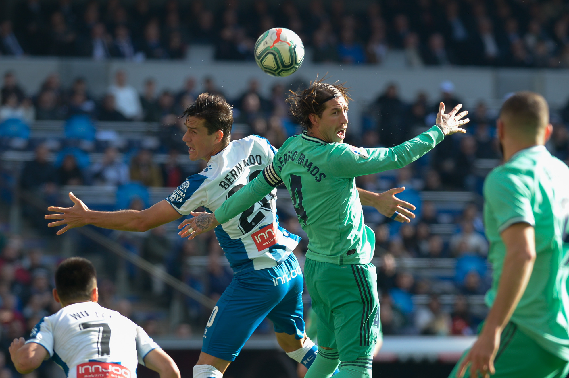 Sergio Ramos durante el partido frente al Espanyol.