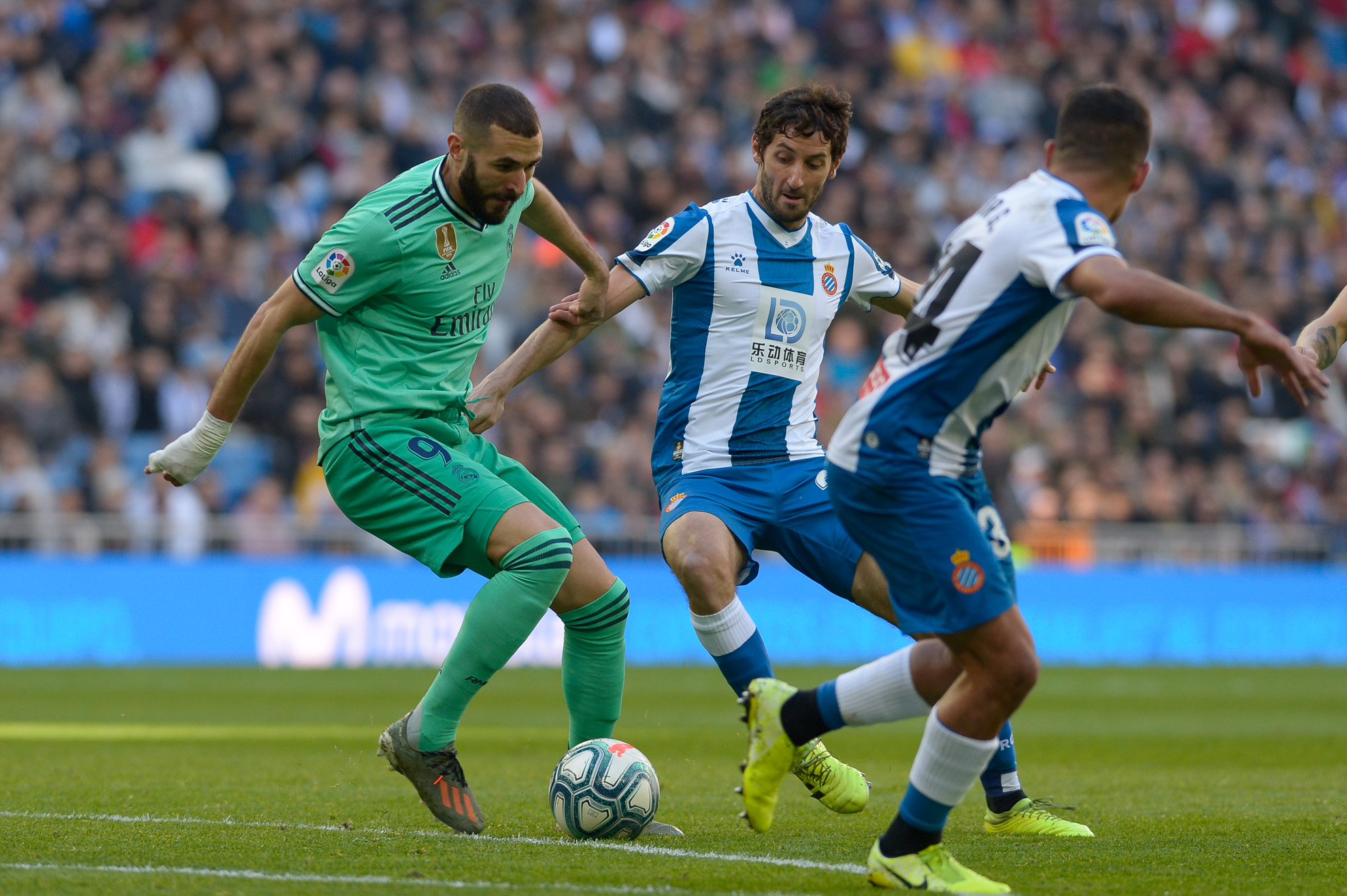 Karim Benzema durante el partido frente al Espanyol.