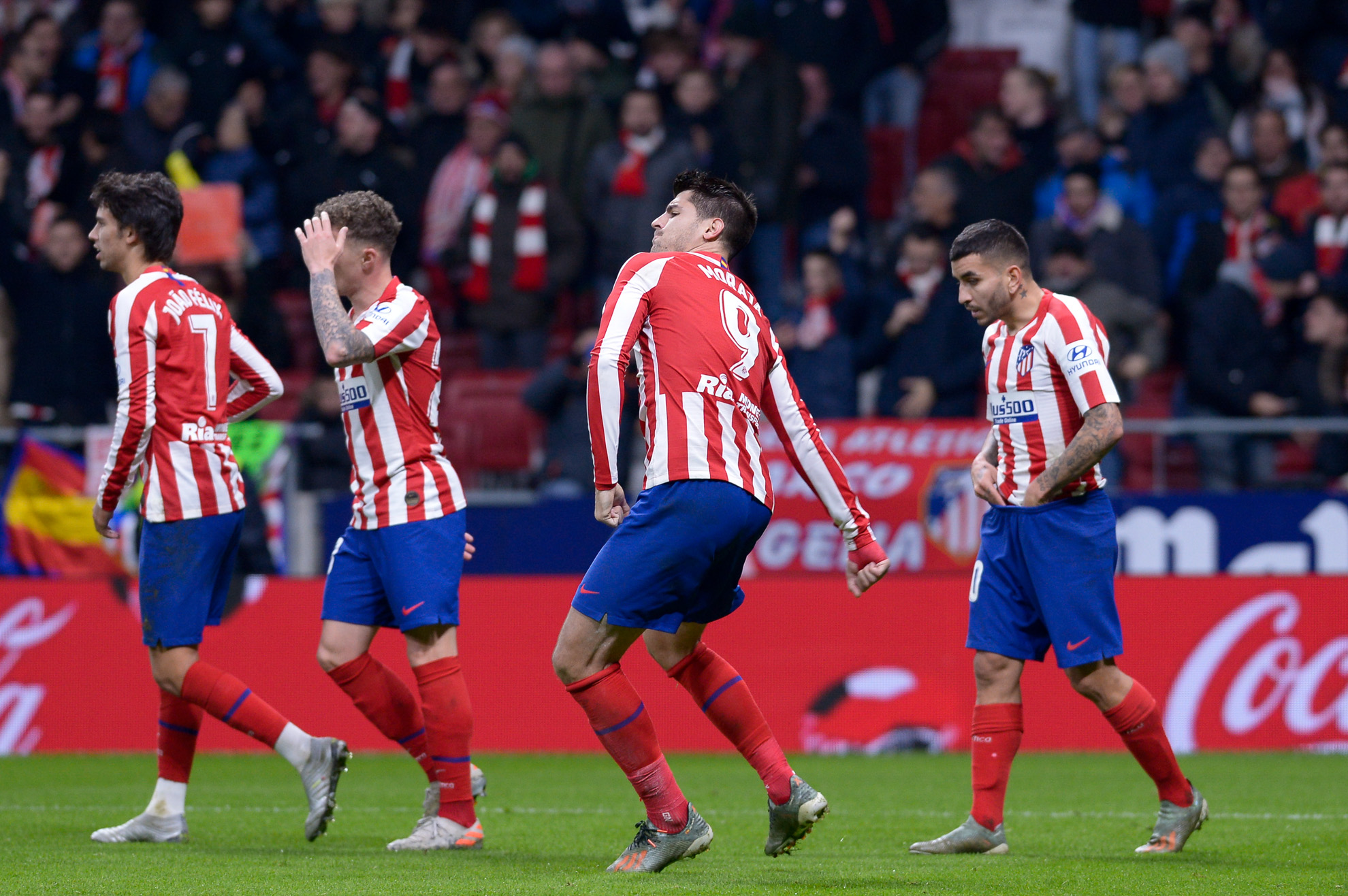 Celebración de Álvaro Morata del primer gol durante el partido entre el Atlético de Madrid vs CA Osasuna