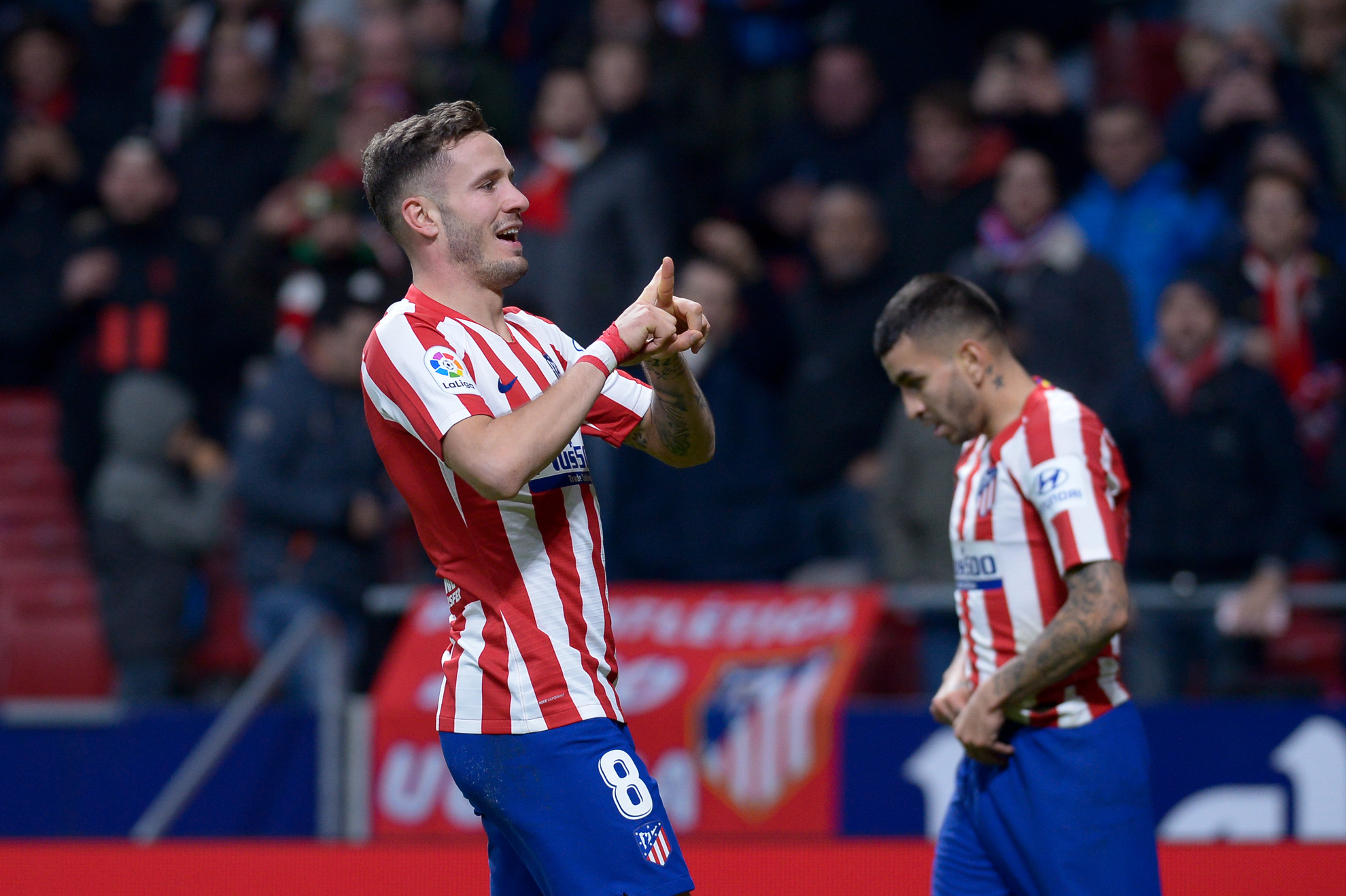 La celebración de Saúl del segundo gol durante el partido entre el Atlético de Madrid vs CA Osasuna. 