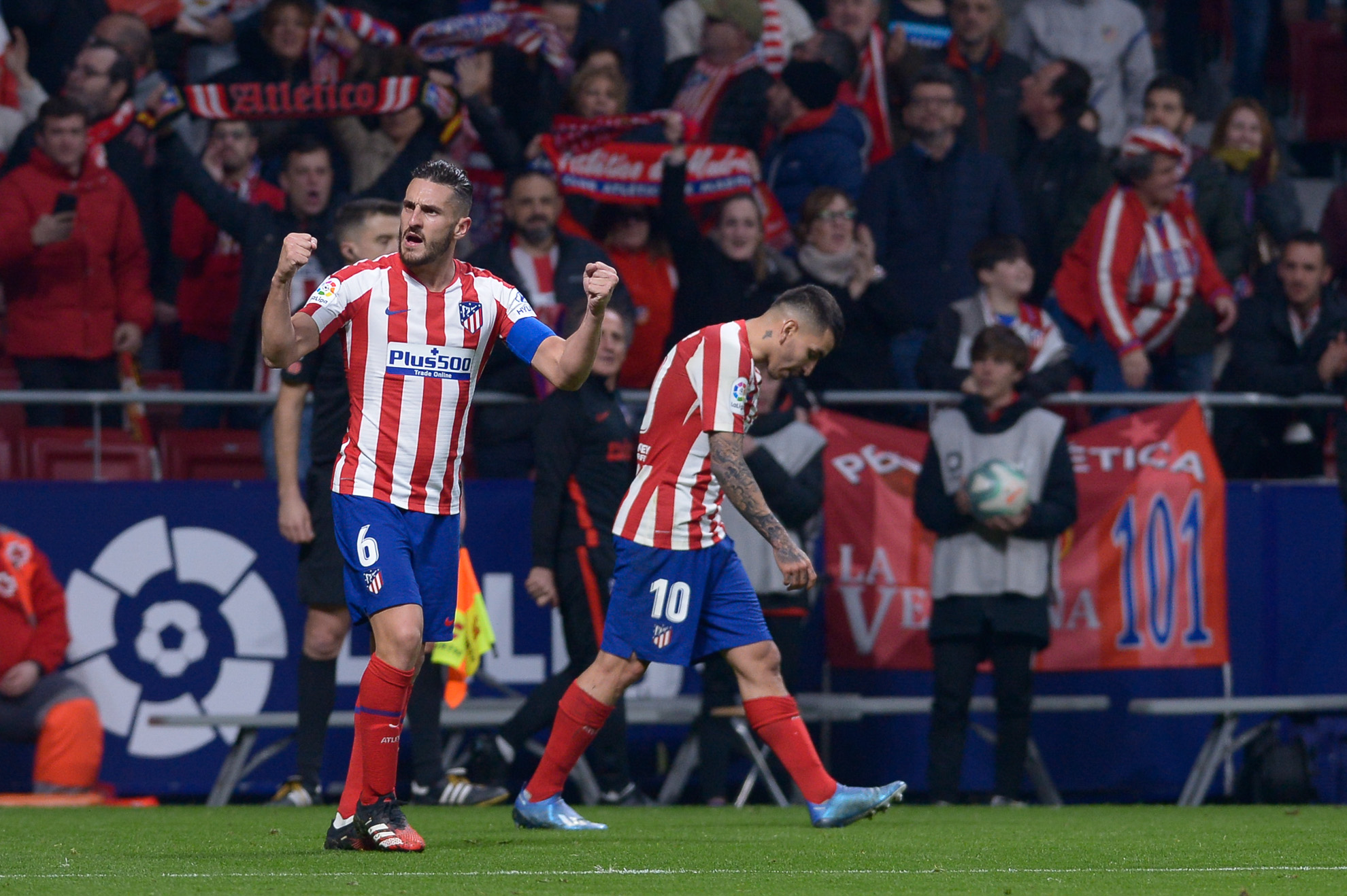 Koke celebra el segundo gol del Atlético de Madrid.