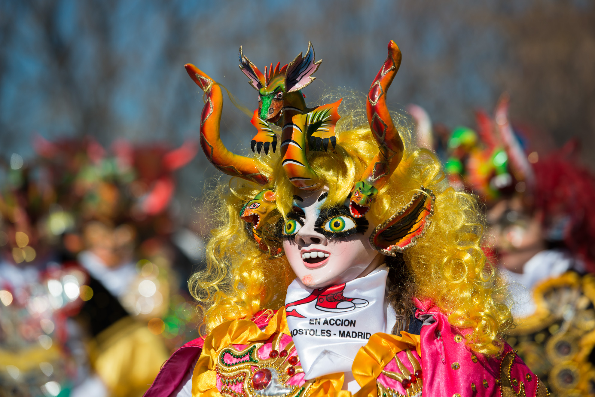 Diablas del carnaval de Bolivia participaron en el Carnaval Latino de Madrid Río.