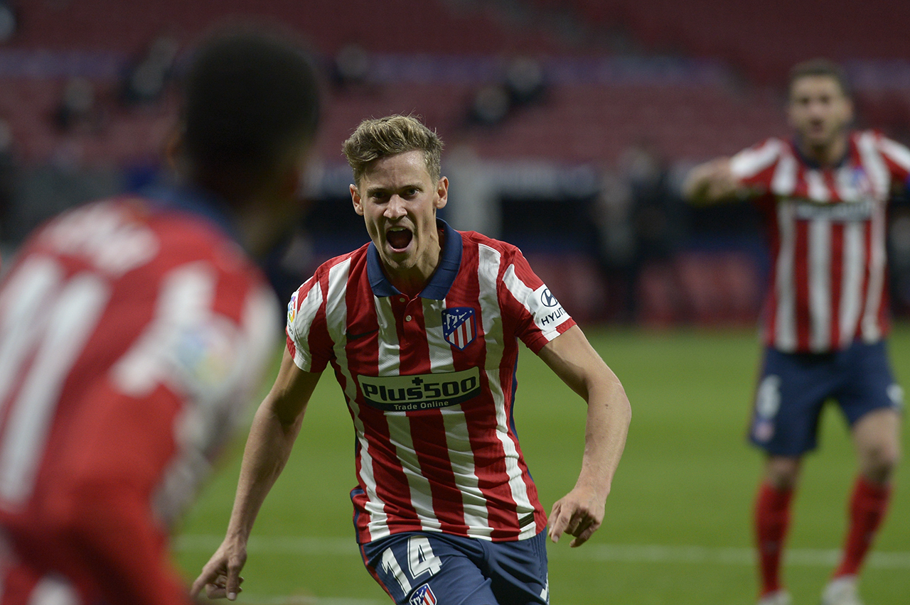 Marcos Llorente del Atlético de Madrid celebra el gol del empate contra el Athletic Club Patricio Realpe/ChakanaNews