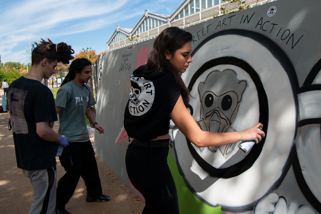 Collective Street Art In Action aceptó el reto de pintar en Madrid Río durante MUS, Madrid Urban Sports.